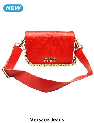 Versace Jeans Handtasche mit geprägtem Logo, rot