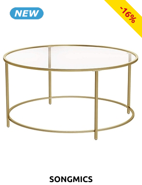 SONGMICS Couchtisch «Goldy», Ø 84 x H 45,5 cm, goldfarben