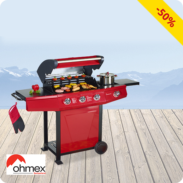 Gas-Grill BBQ 3005 von Ohmex mit 2 Grillflächen