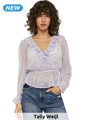 TALLY WEIJL Florales Top, in Wickeloptik, lavendel