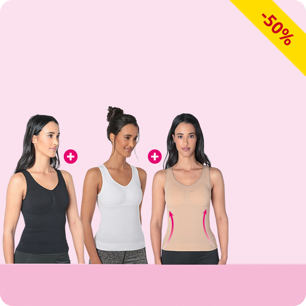 Top im 3er-Pack, weiss + beige + schwarz