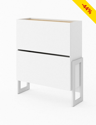 Schuhschrank, Grösse M,  B 90 x H 105 cm, weiss/holz