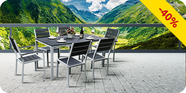 Gartenset «Cancun», weiss/ grau