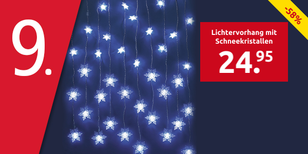 Lichtervorhang mit Schneekristallen, 165 cm