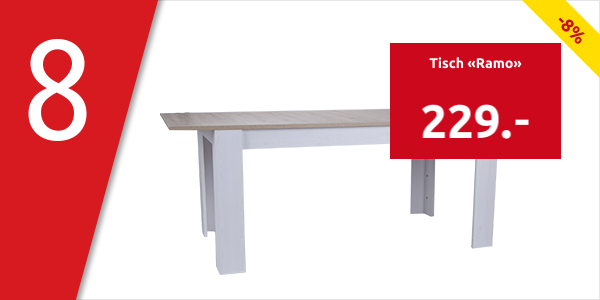 Tisch «Ramo», L 160-200 x B 90 x H 76 cm