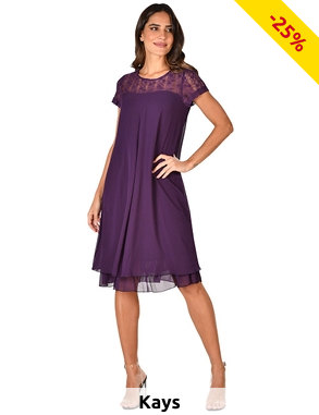 Kleid, fliessend und gefüttert, violett