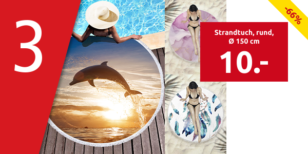 Strandtuch, rund, Ø 150 cm, «Delfin»