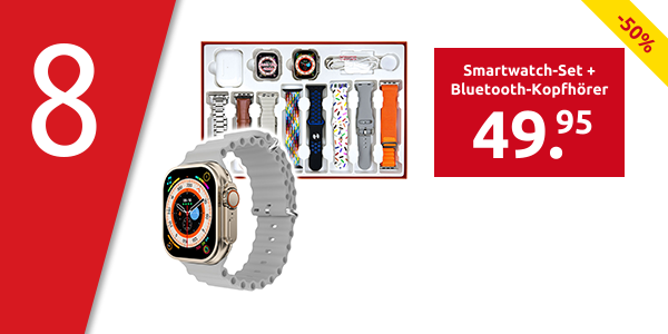 Smartwatch-Set + Bluetooth-Kopfhörer, 8 Armbänder