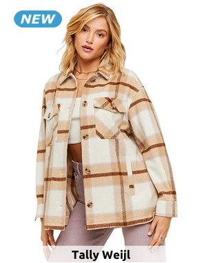 TALLY WEiJL karierte Hemdjacke, beige/weiss