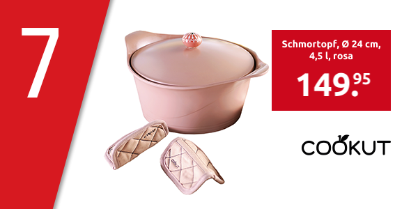 COOKUT Schmortopf, Ø 24 cm, 4,5 l, rosa