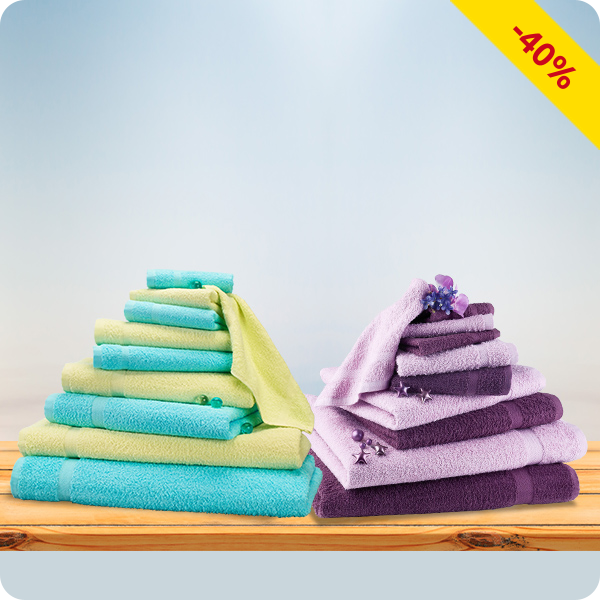 10-teiliges Frottee-Set, superflauschig, violett/lila