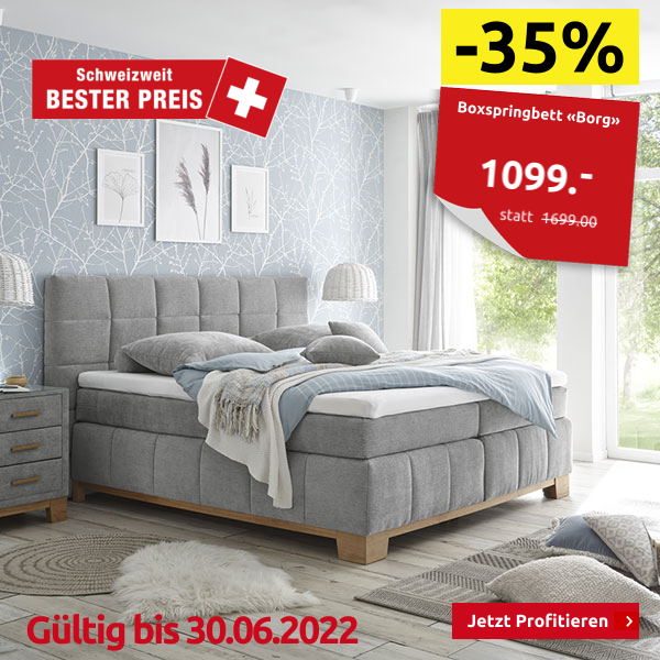 Boxspringbett «Borg», 180 x 200 cm