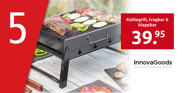 InnovaGoods Kohlegrill, tragbar & klappbar, 36x7x28,5 cm