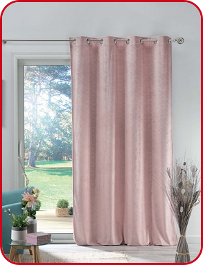 Vorhang, lichtundurchlässig, aus Samt, 240 x 140 cm, rosa