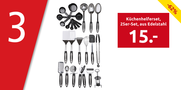 Küchenhelferset, 25er-Set, aus Edelstahl