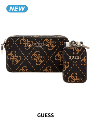 GUESS Mini-Umhängetasche «Julie», braun, mit Pochette