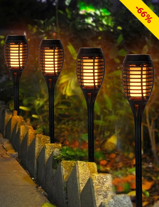 Solarlampen «Flambo», 4 Stück, mit abnehmbarem Erdspiess