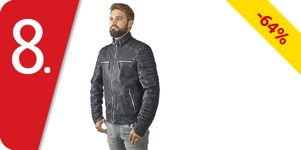 Herren-Jacke, in leicht geprägter Lederoptik, schwarz