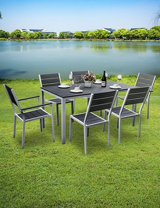 Gartenset «Cancun», 7-teilig, weiss/ grau