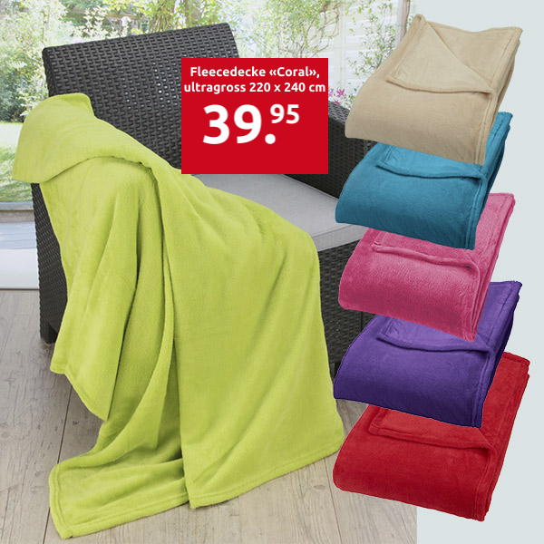 Fleecedecke «Coral», ultragross, 220 x 240 cm, anis