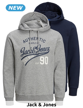 JACK&JONES Herren-Hoodies, 2er-Pack, grau/marine