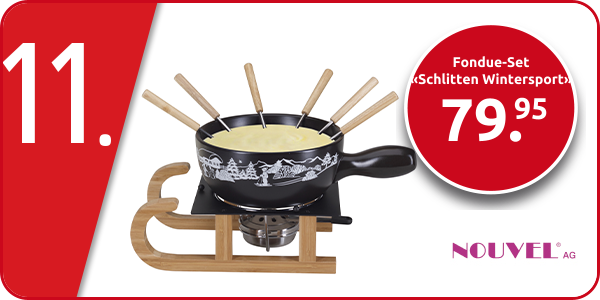 Nouvel Fondue-Set «Schlitten Wintersport»