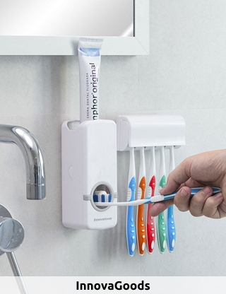 InnovaGoods Zahnpasta-Spender und Halter für 5 Zahnbürsten