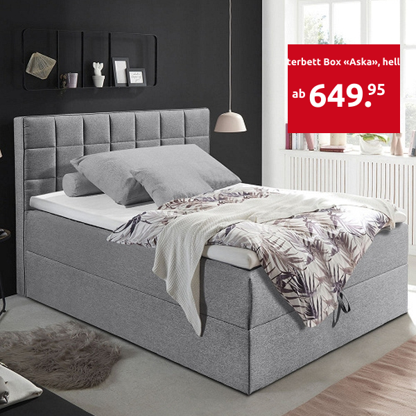 Polsterbett Box «Aska», hellgrau