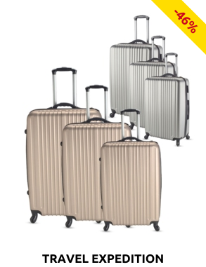 TRAVEL EXPEDITION Kofferset «Locarno», 3-teilig, H 57/67/77 cm, light, champagne