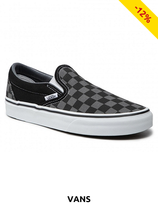 VANS karierte Sneakers, zum Hineinschlüpfen, schwarz/grau
