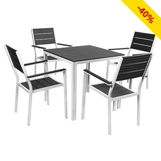Gartenset «Cancun 4 Personen», 5-teilig, weiss/grau