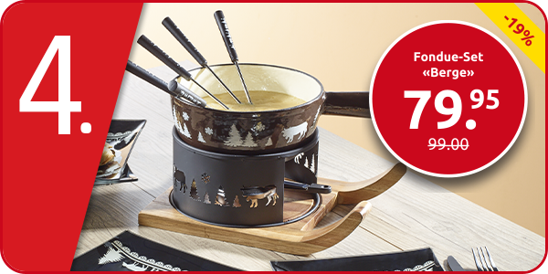 Fondue-Set «Berge», Caquelon aus Gusseisen