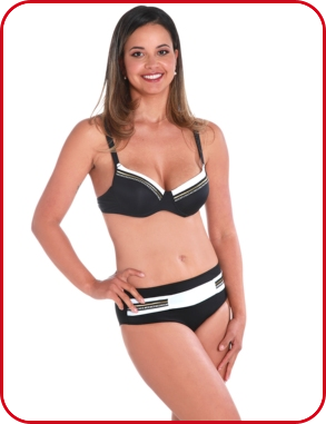 Push up-Bikini, schwarz/weiss