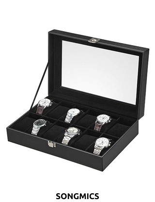 Uhrenbox mit 12 Fächern, B ca. 30 cm