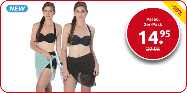 Pareo, 2er-Pack, schwarz + türkis, 190 x 50 cm