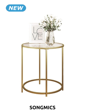 SONGMICS Couchtisch «Glass Gold», Ø 50 cm x H 55 cm, goldfarben
