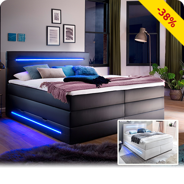 Boxspring-Bett «Pulse» ohne Bettkasten, weiche Matratzen, weiss