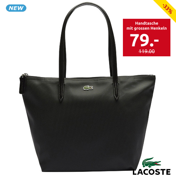 Lacoste Handtasche mit grossen Henkeln, schwarz