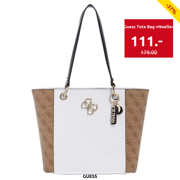 Guess Tote Bag «Noelle», weiss/braun