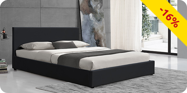 Polsterbett «Lova» mit Bettschublade, 140 x 200 cm, schwarz