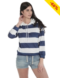 Kapuzenpullover, weiss/blau gestreift