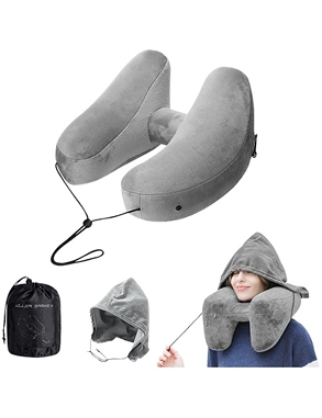 Reisekissen «Air Pillow», aufblasbar, mit Kapuze