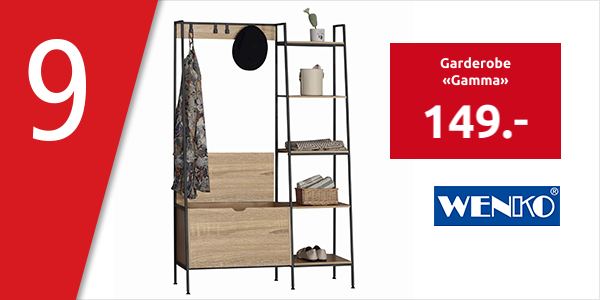 Garderobe «Gamma», asymmetrisches Design, B 105 x H 160 x T 35 cm, Dekor holz