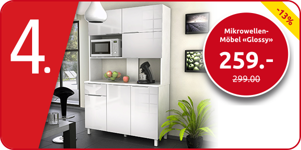 Mikrowellen-Möbel «Glossy» mit 6 Schranktüren, weiss