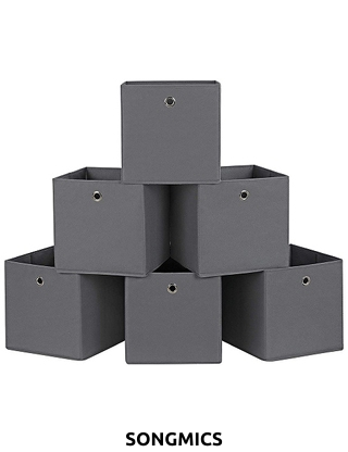 SONGMICS 6er-Set, Aufbewahrungsboxen, grau