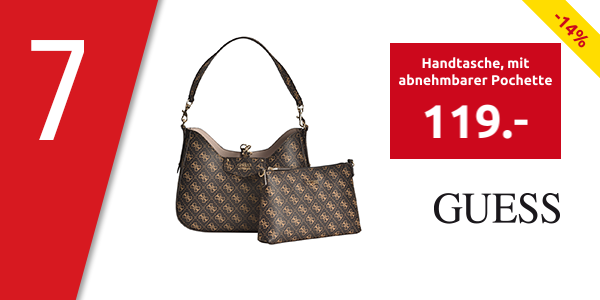 GUESS Handtasche «Eco Brenton» mit abnehmbarer Pochette, braun Logo