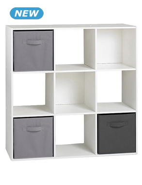 Vertikales Regal «JURG9», 9 Nischen, B 92 x H 92,5 x T 29,5 cm, weiss