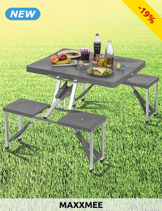Campingtisch, B 85 x H 65 x T 67 cm, grau