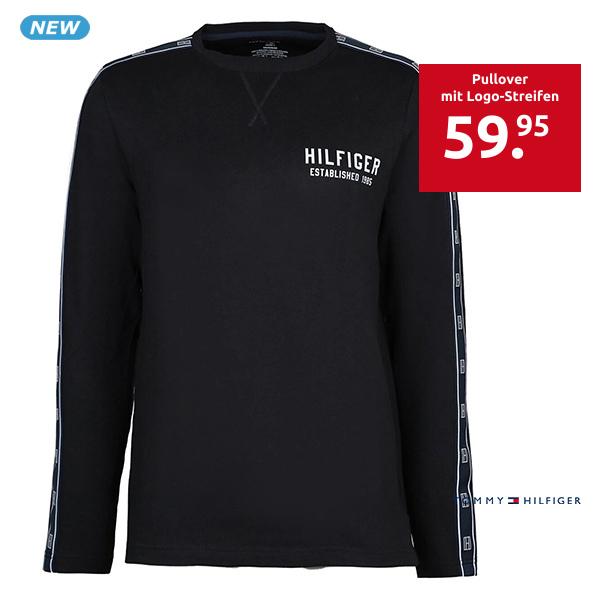 Tommy Hilfiger Pullover mit Logo-Streifen, dunkelblau