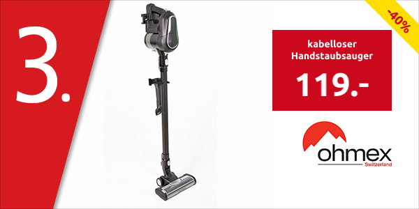 Ohmex kabelloser Handstaubsauger «VVC-9022»mit LED-Beleuchtung